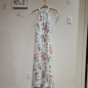 NWT LOFT White Floral Maxi Dress Halter Style Size 10